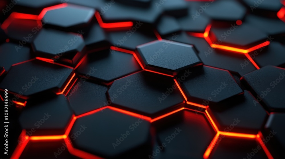 Abstract Red-Lit Black Hexagon Pattern Abstract Red-Lit Black Hexagon Pattern