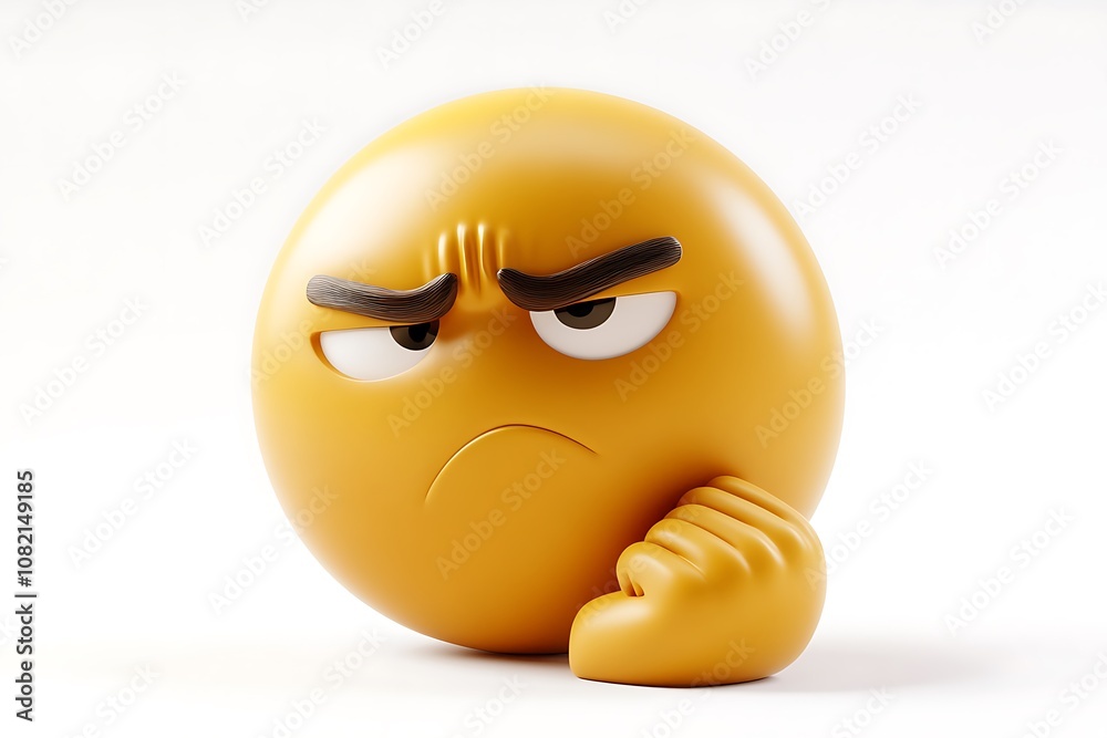 3D Style Emoji with Thinking Face and Hand on Chin isolated on transparent. PNG. 3D Style Emoji with Thinking Face and Hand on Chin isolated on transparent. PNG.