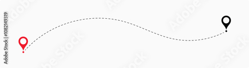 Route location icon two pin sign and dotted line. two points with dotted path and location pin. Route location icon two pin sign and dotted line. vector illustration. eps 10