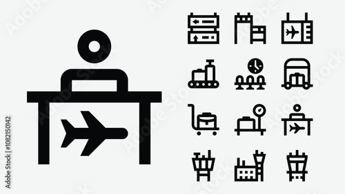 Airport Terminal Line Icons