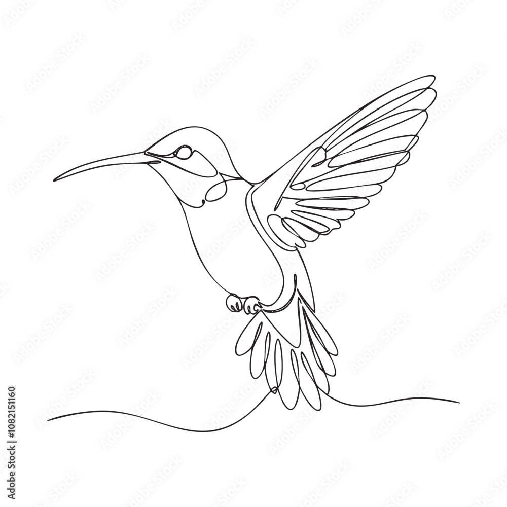 Fototapeta premium humming bird continuous line drawing vector illustration