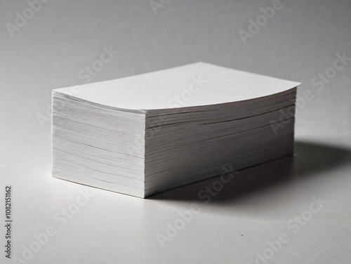 Stack of blank white rectangular cards with clean edges on a neutral background, perfect for minimalist office and design concepts