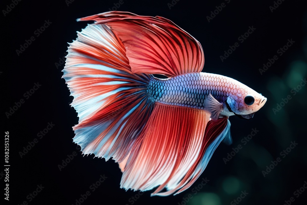 Colorful Betta Fish Swimming Gracefully in Clear Water with Flowing Fins and Vibrant Patterns, Capturing the Beauty of Aquatic Life and Freshwater Environments