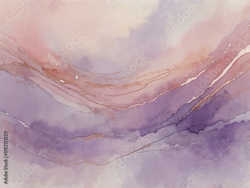 Abstract watercolor texture in soft pink and lavender tones with flowing lines and organic patterns