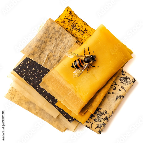Beeswax wraps are displayed in various colors and patterns, emphasizing sustainable food storage solutions