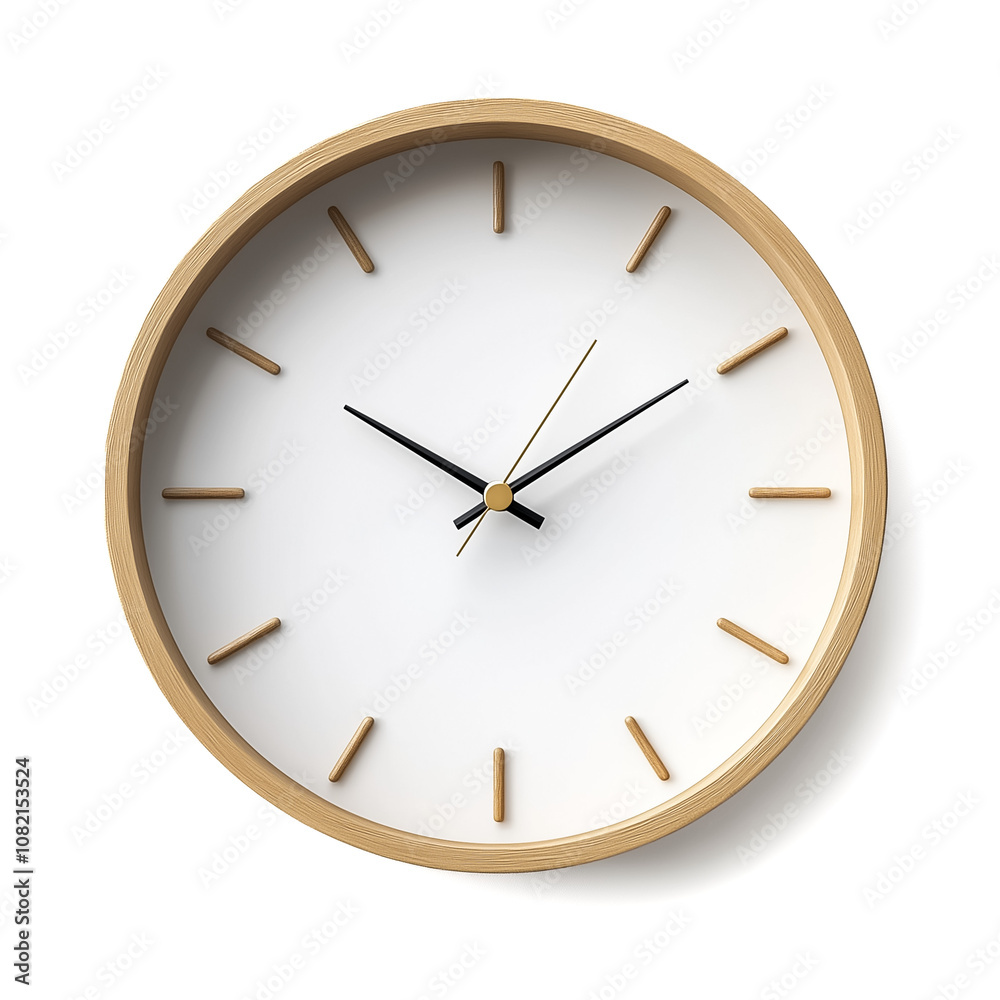 A minimalist wooden wall clock displays time with elegant simplicity, enhancing the room's decor A minimalist wooden wall clock displays time with elegant simplicity, enhancing the room's decor