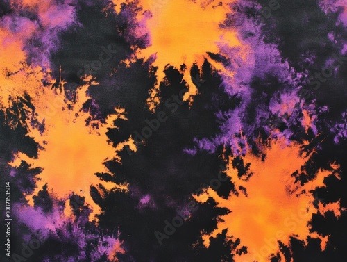 Vibrant and Abstract Art Design with Bold Orange and Purple Patterns on a Dark Background Ideal for Creative Projects and Graphic Design