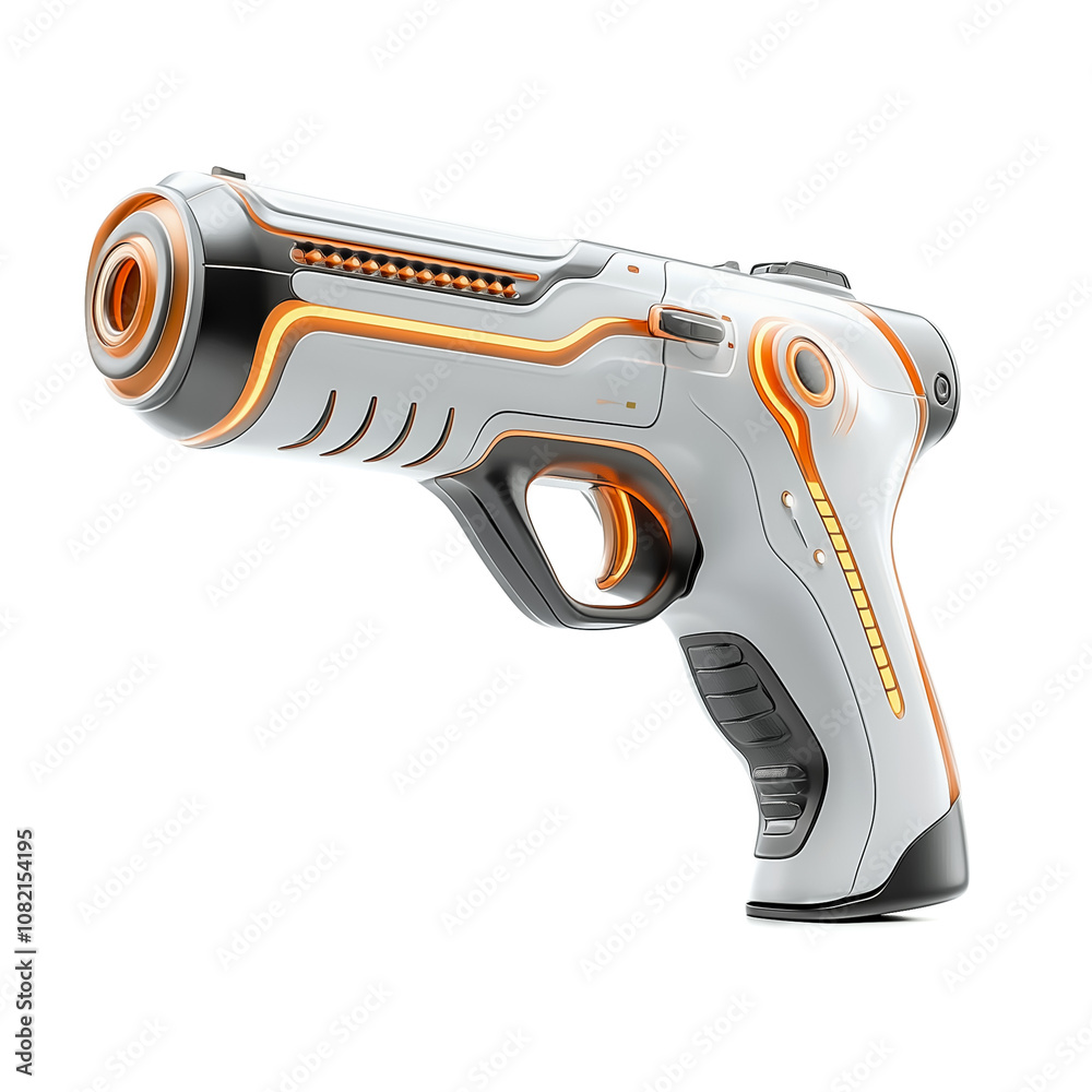 A high-tech pistol with futuristic features and bright accents captures a modern and innovative design aesthetic A high-tech pistol with futuristic features and bright accents captures a modern and innovative design aesthetic