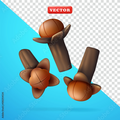 Clove, 3d vector. Suitable for decoration, elements, cooking spices and advertising