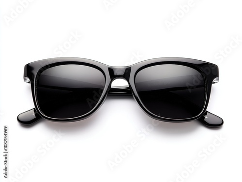  Black sunglasses with sleek frames on white background.