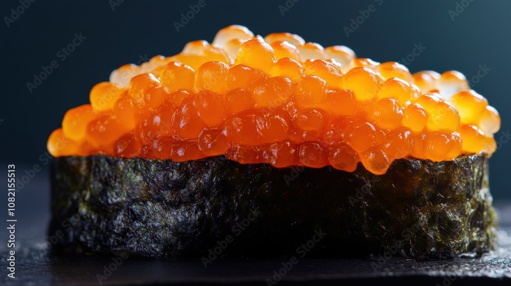 CloseUp of Orange Fish Eggs on Sushi CloseUp of Orange Fish Eggs on Sushi