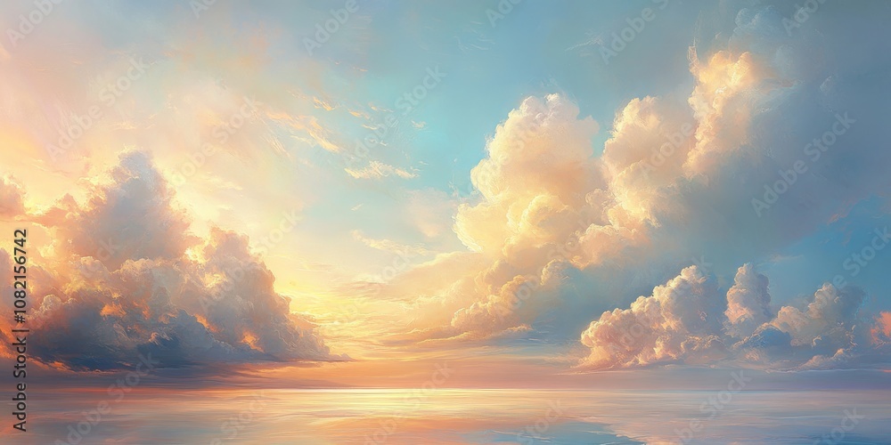 cloudscape with soft, fluffy clouds and a pastel sky, Generative AI cloudscape with soft, fluffy clouds and a pastel sky, Generative AI