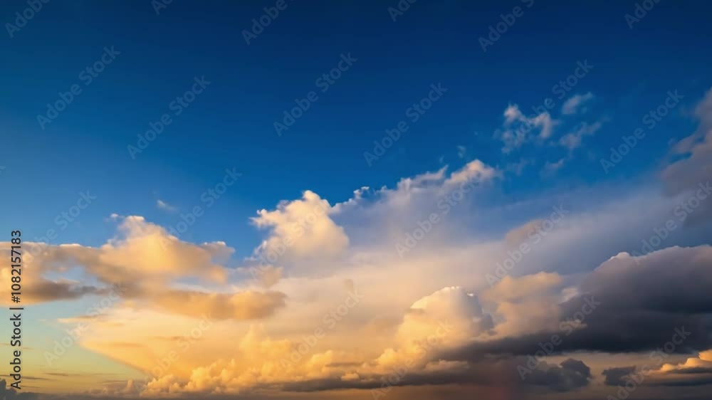 青空と白い雲が流れていくタイムラプス動画