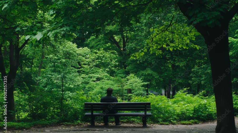 Solitude Amidst Nature in a Lush Green Park Setting for Relaxation and Contemplation Solitude Amidst Nature in a Lush Green Park Setting for Relaxation and Contemplation