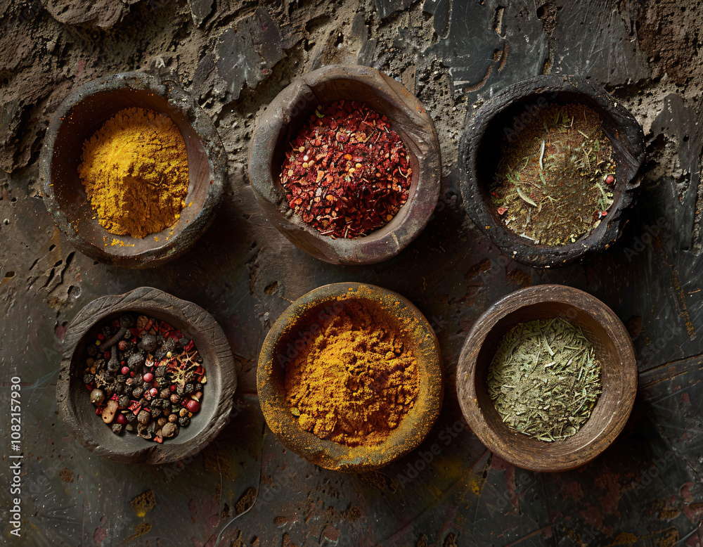 Spices in Bowls. Spices in Bowls.