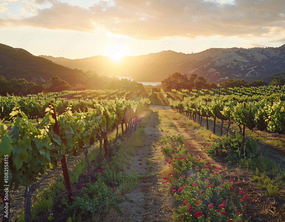 Fototapeta premium Vineyard Sunset.
