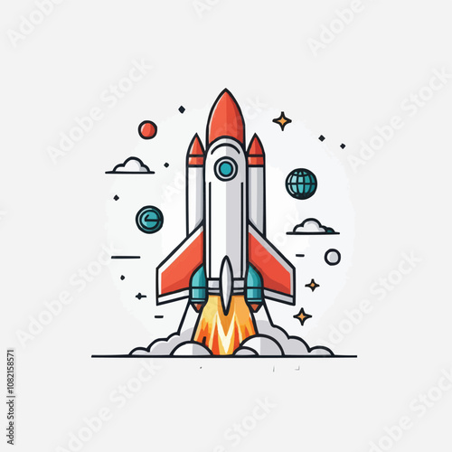 rocket launch success business FLAT ILLUSTRATION  