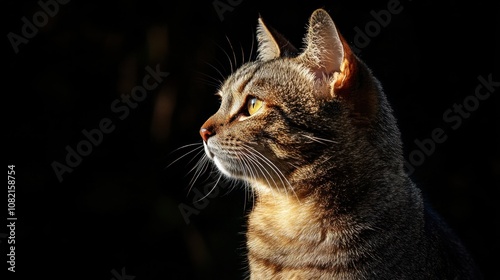 Cute cat on dark background