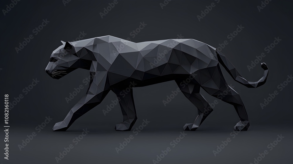 Black Panther Low Poly 3D Render Geometric Animal Illustration Black Panther Low Poly 3D Render Geometric Animal Illustration