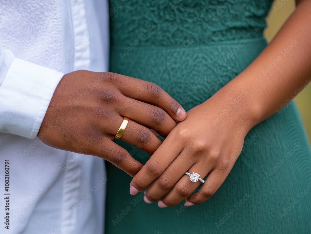 Joyful couple after proposal, holding hands with engagement ring, showcasing their love and commitment A beautiful moment captured, symbolizing their journey towards marriage This image depicts Joyful couple after proposal, holding hands with engagement ring, showcasing their love and commitment A beautiful moment captured, symbolizing their journey towards marriage This image depicts