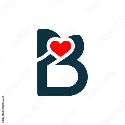 letter B with love logo vector illustration template design
