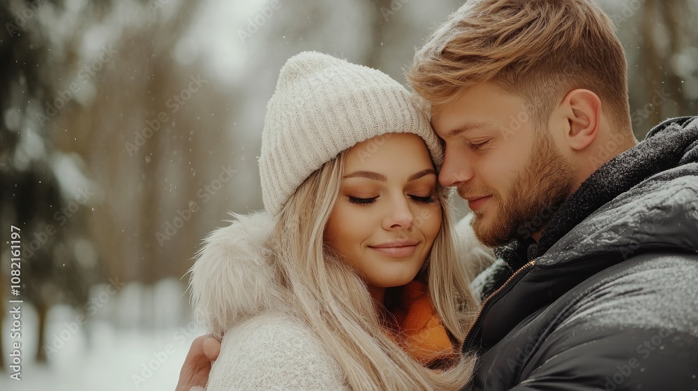 Romantic Couple Embracing in a Snowy Forest, Winter Love Story, Intimate Moment, Gentle Touch, Couple's Love, Romantic Relationship, Affectionate Embrace, Winter Wonderland, Snowy Landscape, Couple Romantic Couple Embracing in a Snowy Forest, Winter Love Story, Intimate Moment, Gentle Touch, Couple's Love, Romantic Relationship, Affectionate Embrace, Winter Wonderland, Snowy Landscape, Couple