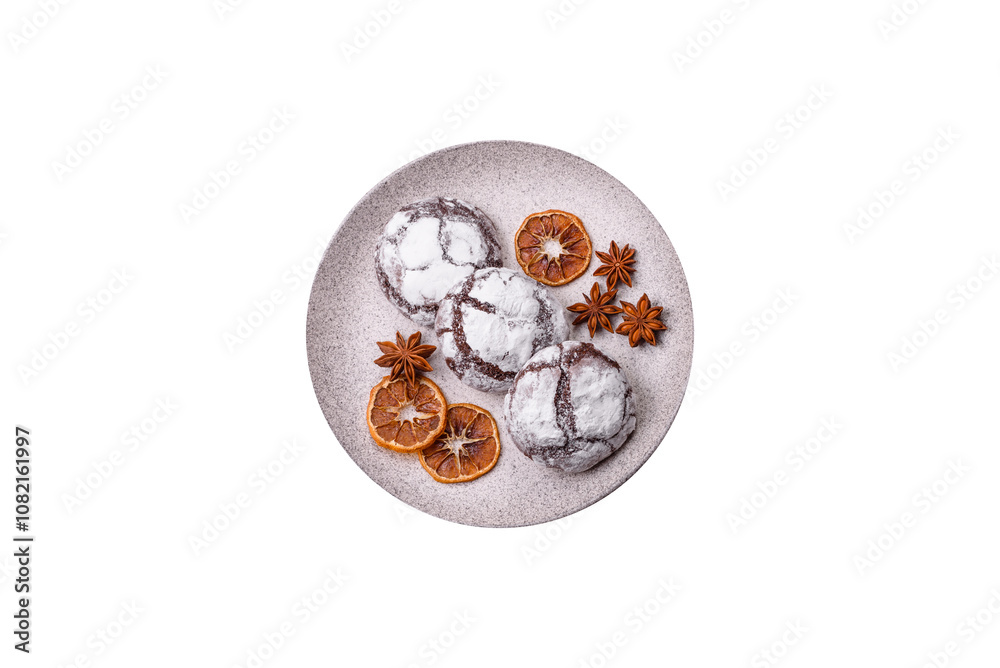 Sweet chocolate crinkle cookies made at home Sweet chocolate crinkle cookies made at home
