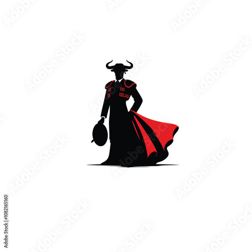 Bullfighting Silhouettes with Bull and Matador
