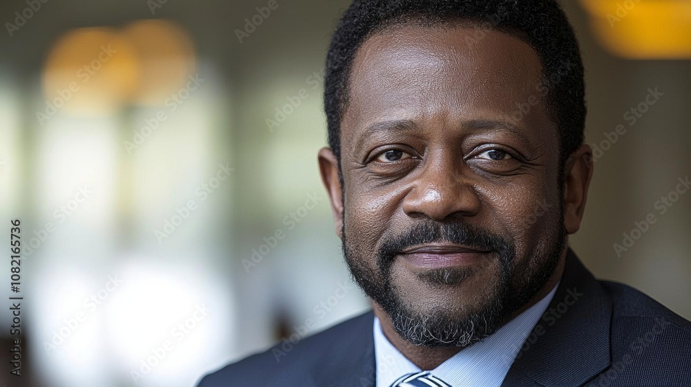 Serious african businessman in a suit and striped tie Serious african businessman in a suit and striped tie