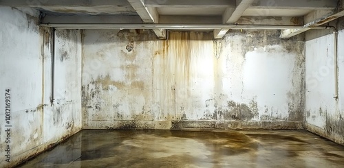 A photo of an old basement with mold on the walls photo