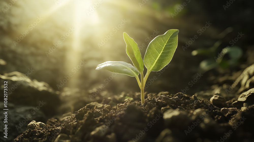 A small plant sprout reaching for sunlight A small plant sprout reaching for sunlight