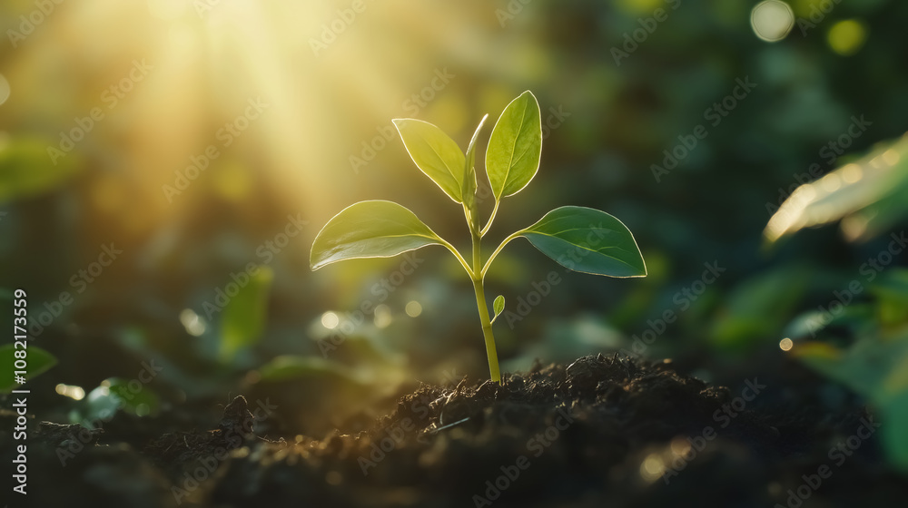 A small plant sprout reaching for sunlight A small plant sprout reaching for sunlight