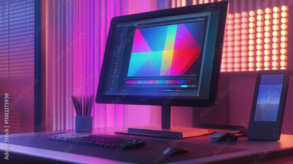 Neon Desk Setup. Neon Desk Setup.
