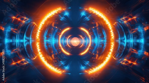 Vibrant neon rings wallpaper featuring glowing reflections on a bold backdrop