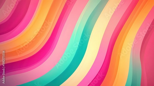 Retro 70s graphic wallpaper with bright neon shapes and a soft gradient backdrop