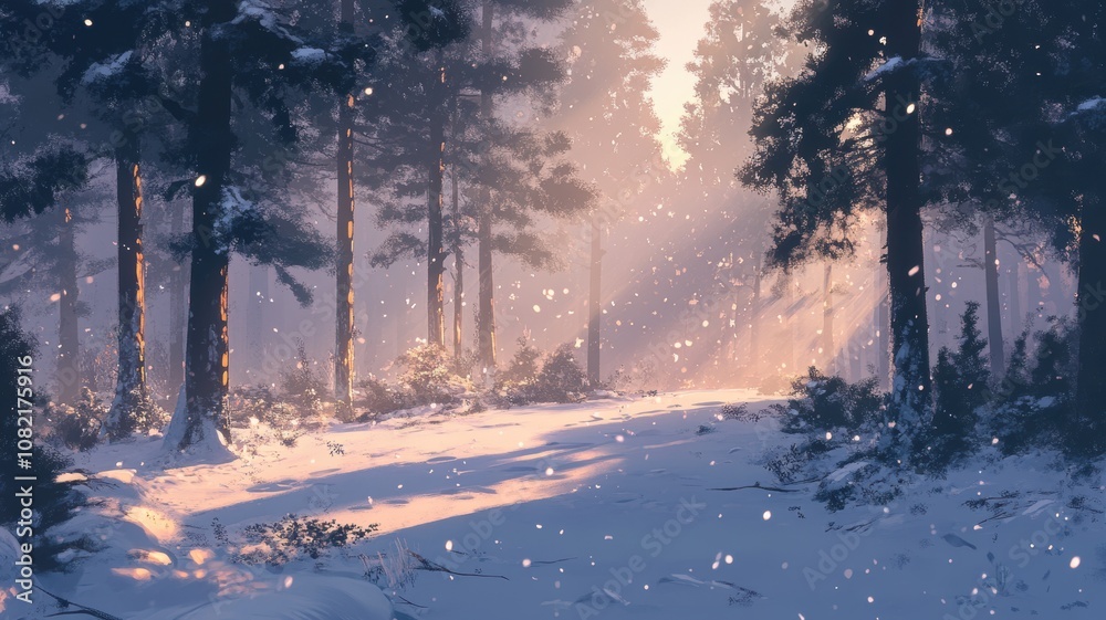 A serene winter landscape captures a sun-drenched forest with snow covered ground,Snowy tunnel, highlighting the peaceful beauty and tranquility of nature,winter season. A serene winter landscape captures a sun-drenched forest with snow covered ground,Snowy tunnel, highlighting the peaceful beauty and tranquility of nature,winter season.
