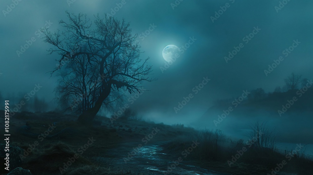 Fototapeta premium A Beautiful Scene of the Moon at a Scenic Place