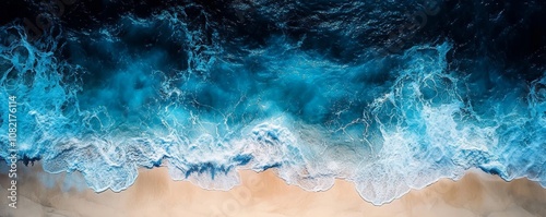 crystal-clear blue ocean with white sand and gently rolling waves, Generative AI photo