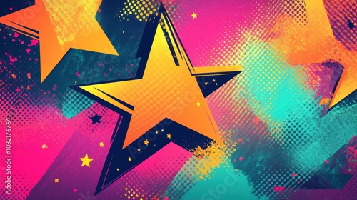 Bold outlines around vibrant pixel shapes on a fluid retro gaming background