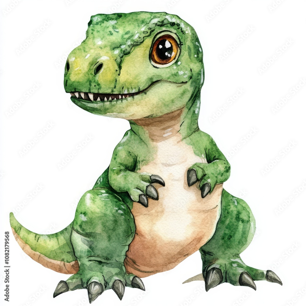 Fototapeta premium watercolor puppy dinosaur clipart