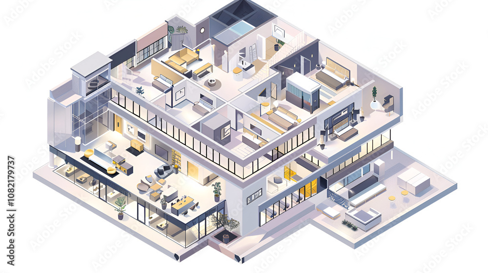 An isometric hotel An isometric hotel