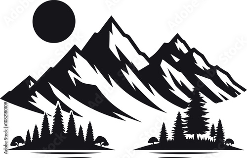 vector mountains silhouette illustration