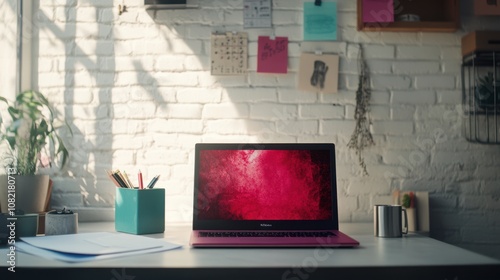 The Laptop on the Desk. photo