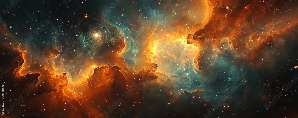 portal with vibrant nebulae and swirling vortex, Generative AI portal with vibrant nebulae and swirling vortex, Generative AI