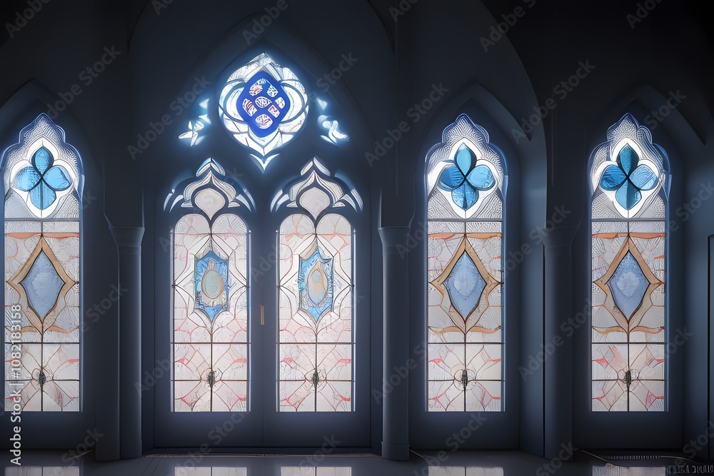 Fototapeta premium ia generated. stained glass window in church