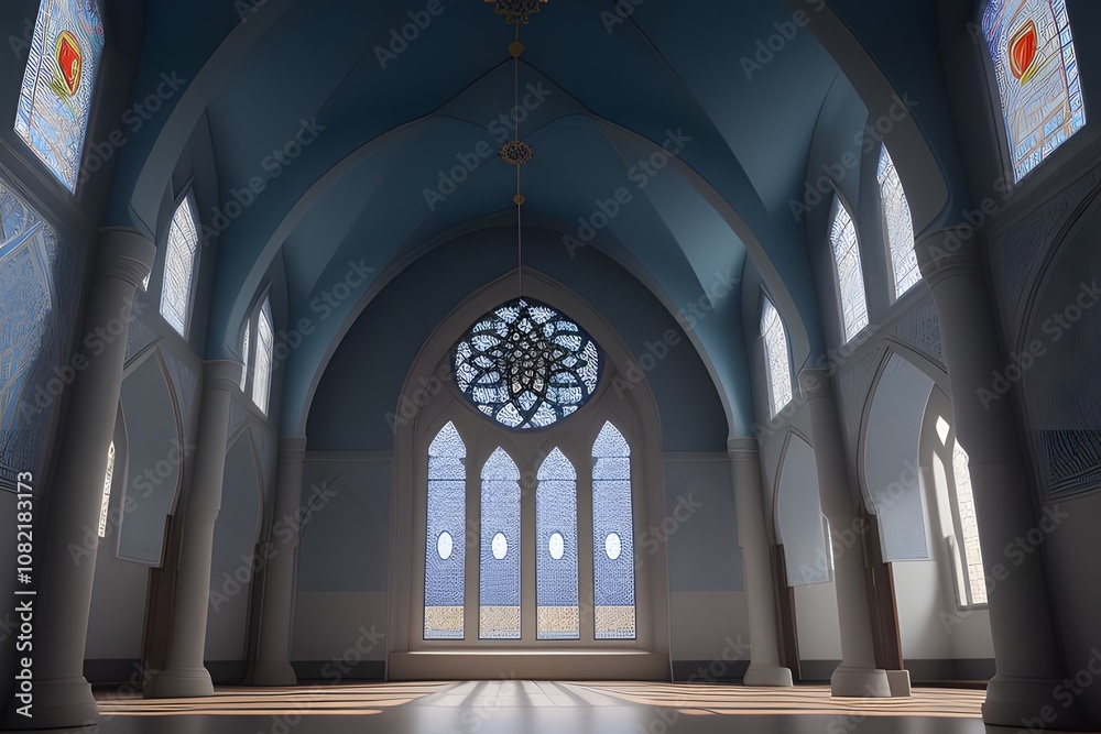 Obraz premium ia generated. stained glass window. stained glass window in church