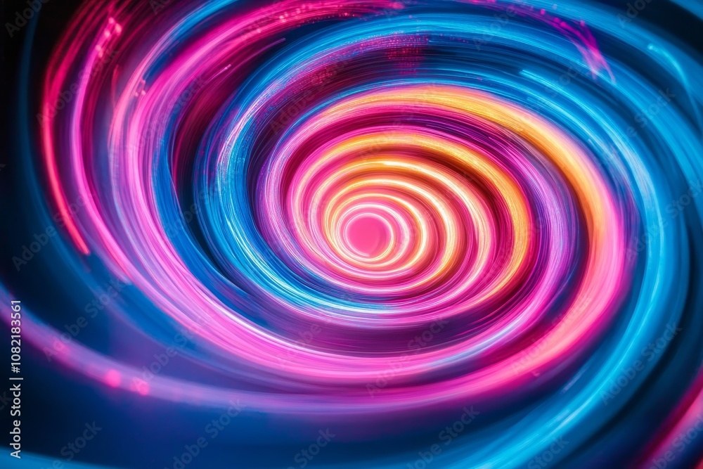 of light trails in neon pink, blue, and green, Generative AI of light trails in neon pink, blue, and green, Generative AI