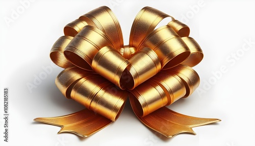 Gold ribbon, cute ribbon isolated on white background for your greeting card, wedding or your event design. 