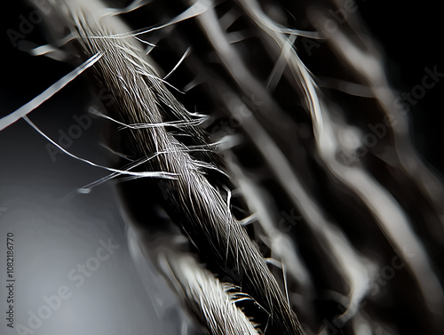 detailed view of bad hair strands against natural light background photo