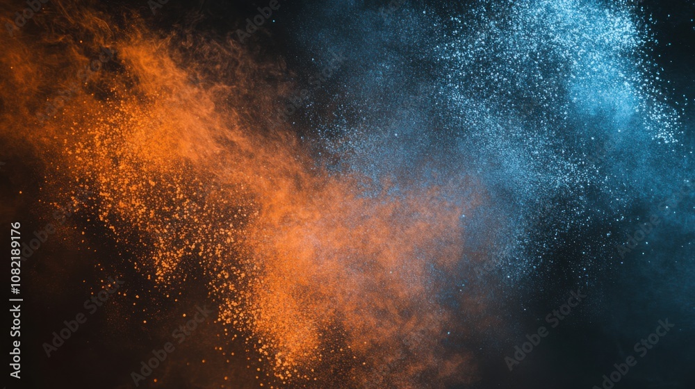An artistic representation of colorful smoke in shades of orange and blue against a dark background, creating a dynamic visual effect. An artistic representation of colorful smoke in shades of orange and blue against a dark background, creating a dynamic visual effect.